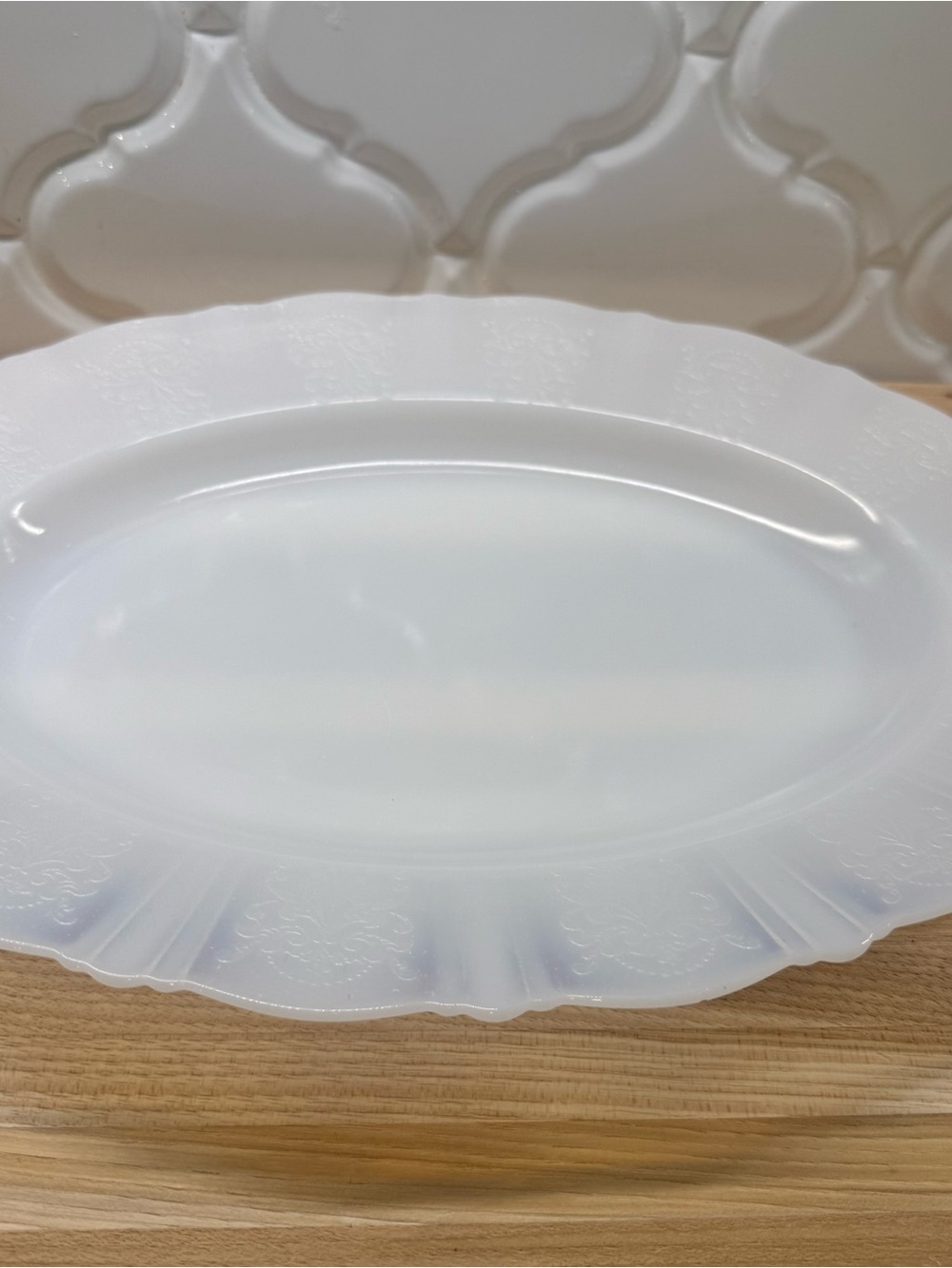 Vintage Macbeth-Evans Monax White American Sweetheart 13" Oval Serving Platter